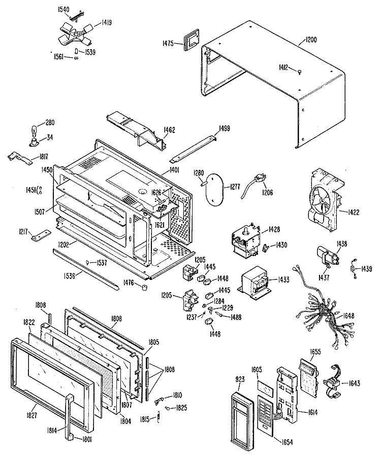 Section Diagram and Parts List for JEM816002  General Electric Microwave