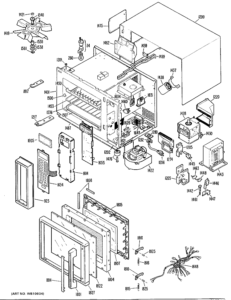 Section Diagram and Parts List for JE66003  General Electric Microwave
