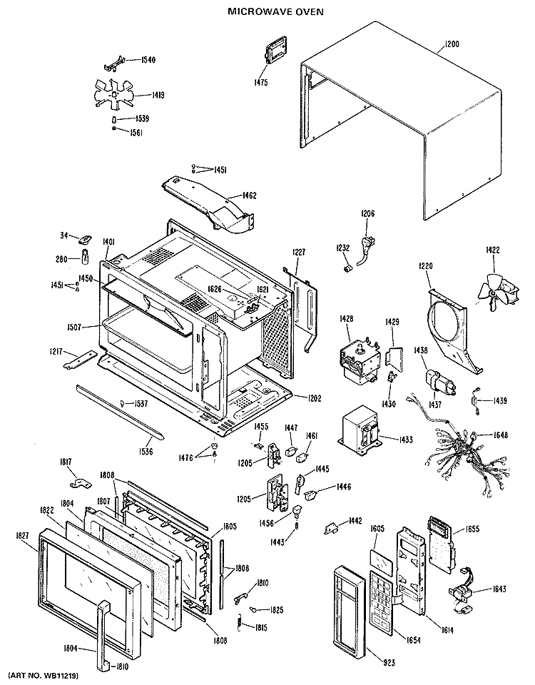 MICROWAVE OVEN Diagram and Parts List for JE101902  General Electric Microwave