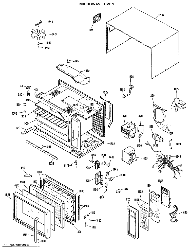 MICROWAVE OVEN Diagram and Parts List for JE102001  General Electric Microwave