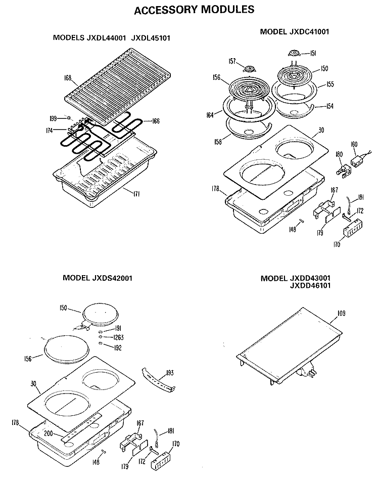 ACCESSORY MODULES Diagram and Parts List for JP373B1K1  General Electric Cooktop