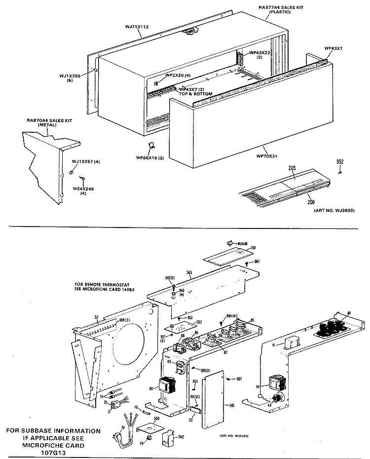 Section Diagram and Parts List for A2B389DAAL1Y  General Electric Air Conditioner