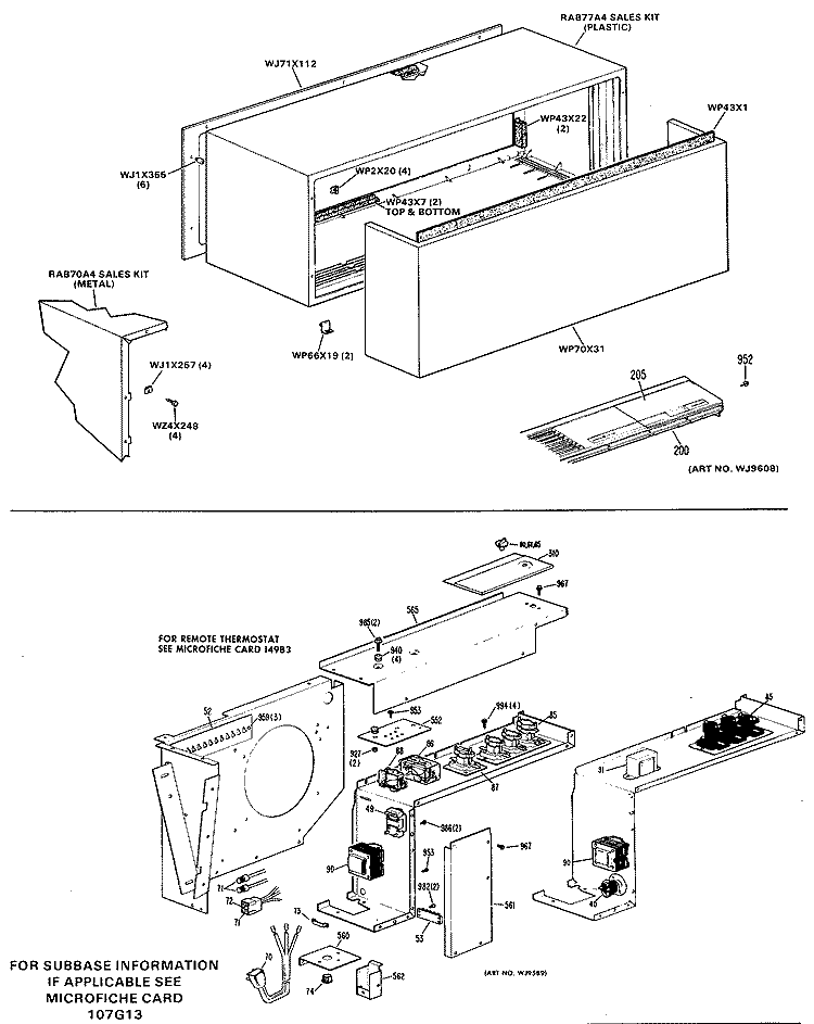 Section Diagram and Parts List for A3B589DGAL1Y  General Electric Air Conditioner