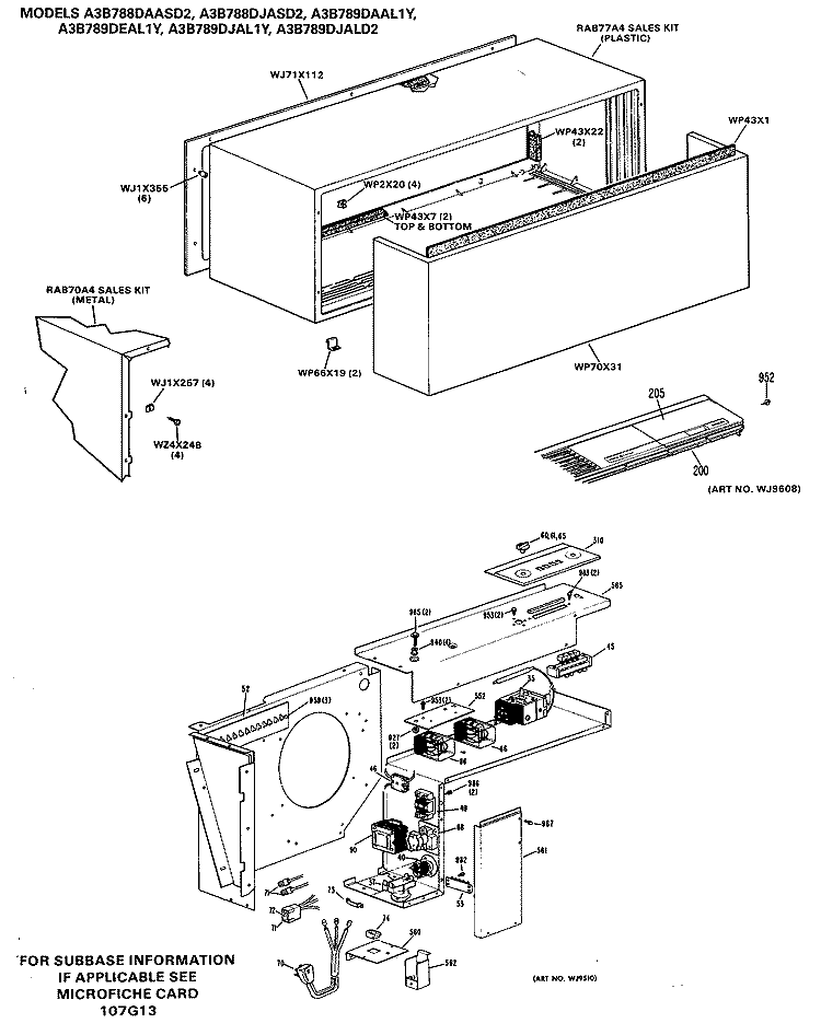 Section Diagram and Parts List for A3B788DJCS3D  General Electric Air Conditioner