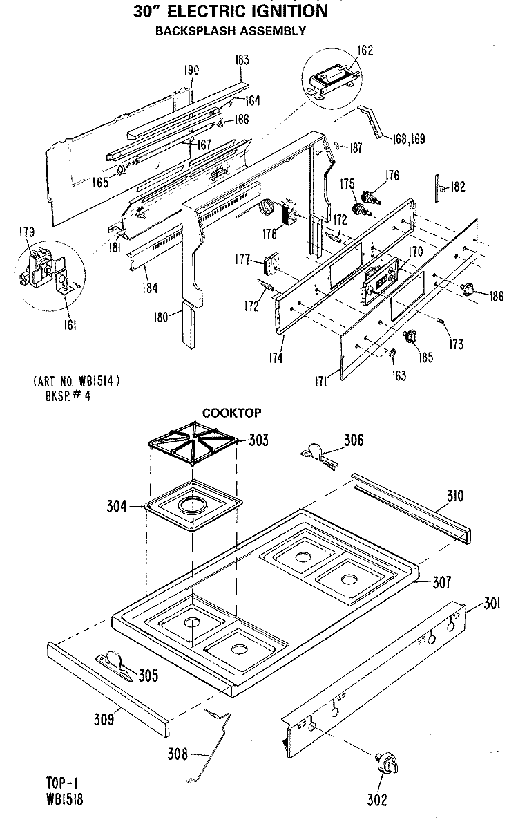 30" ELECTRIC IGNITION Diagram and Parts List for JGBP27GEJ2  General Electric Range