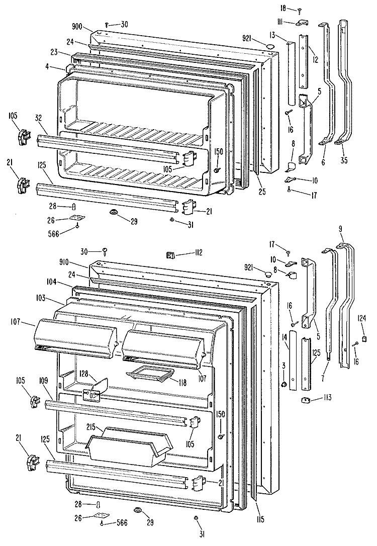 Section Diagram and Parts List for TBX21PKBR  General Electric Refrigerator