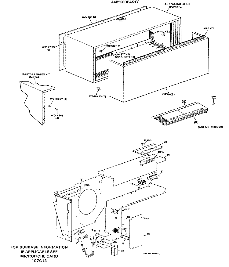 Section Diagram and Parts List for A2B369DAASR1  General Electric Air Conditioner