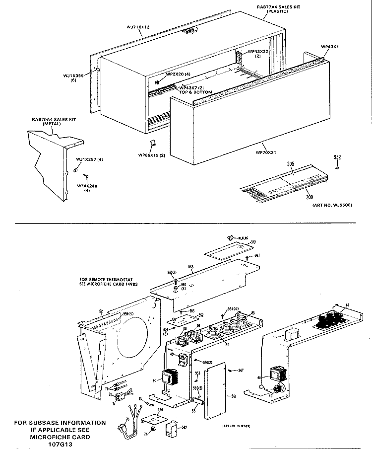 Section Diagram and Parts List for A2B369DAASR1  General Electric Air Conditioner