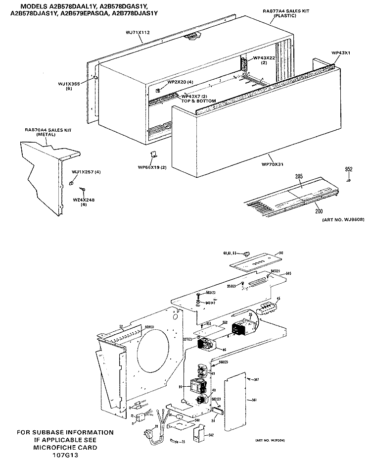 Section Diagram and Parts List for A2B578DACS1Y  General Electric Air Conditioner