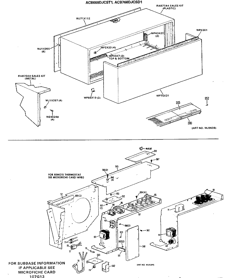 Section Diagram and Parts List for ACB668DACST1  General Electric Air Conditioner
