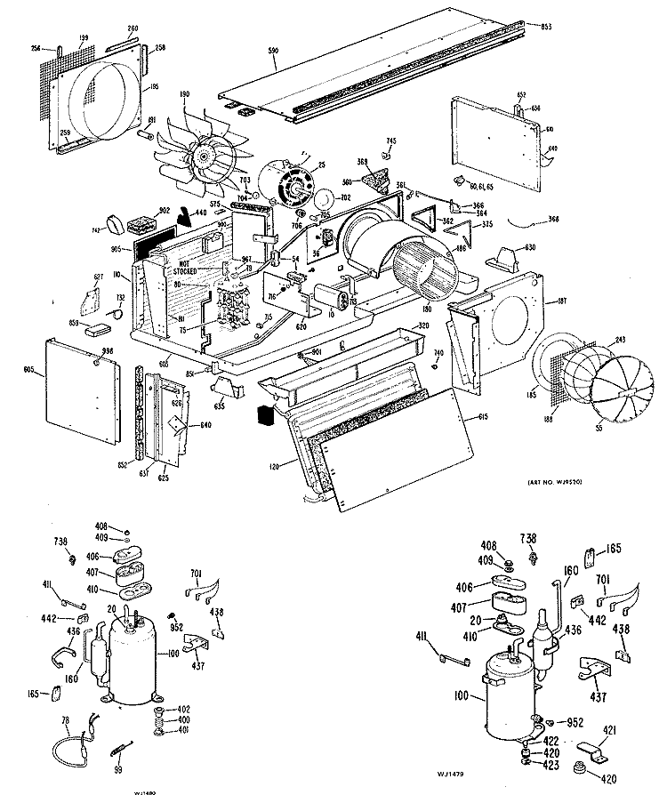 Section Diagram and Parts List for ACB668DACST1  General Electric Air Conditioner