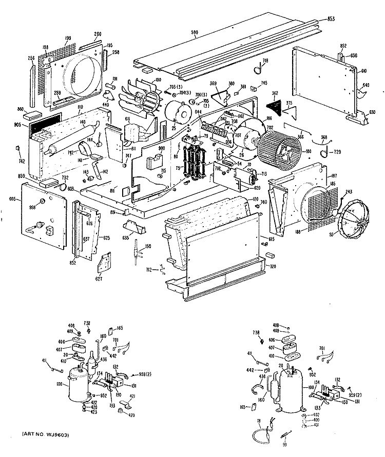 Section Diagram and Parts List for ACB668DACST1  General Electric Air Conditioner