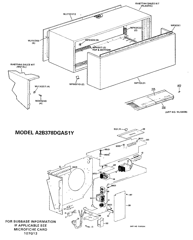 Section Diagram and Parts List for A2B378DGAS1Y  General Electric Air Conditioner