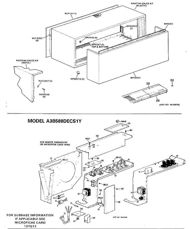 Section Diagram and Parts List for A2B378DGAS1Y  General Electric Air Conditioner