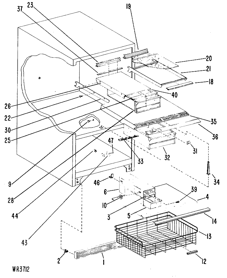 Section Diagram and Parts List for TCX20ZKB  General Electric Refrigerator