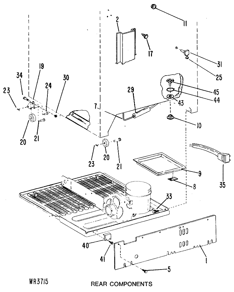 REAR COMPONENTS Diagram and Parts List for TCX20ZKB  General Electric Refrigerator