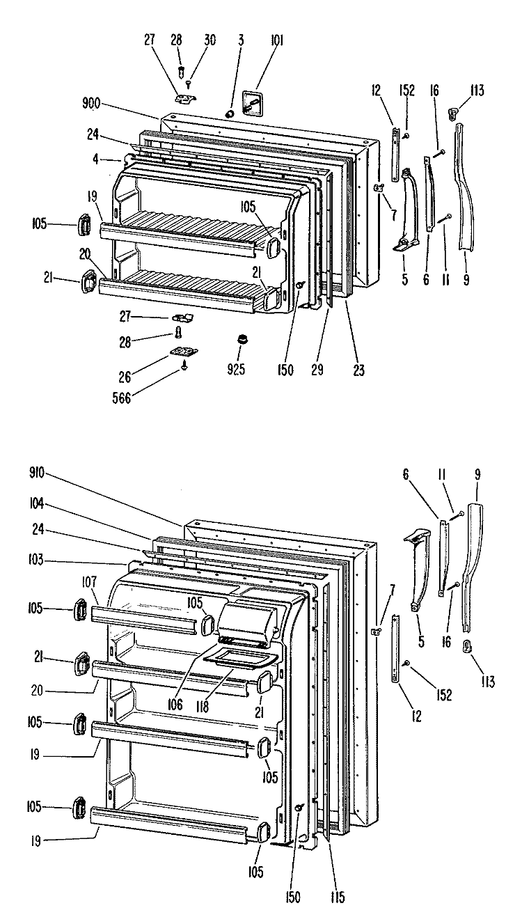 Section Diagram and Parts List for TBF14SJCR  General Electric Refrigerator