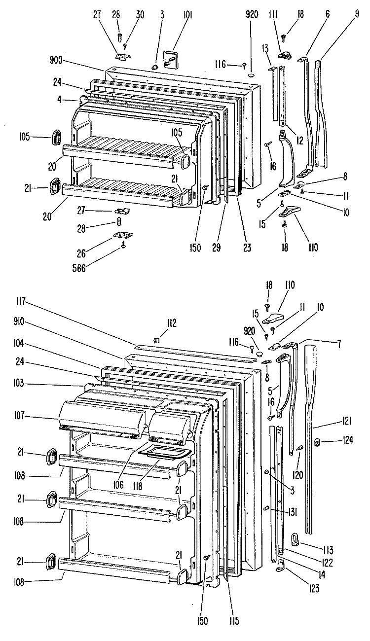 Section Diagram and Parts List for TBF16ZJC  General Electric Refrigerator
