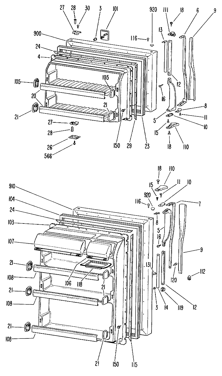 Section Diagram and Parts List for TBF16VJC  General Electric Refrigerator