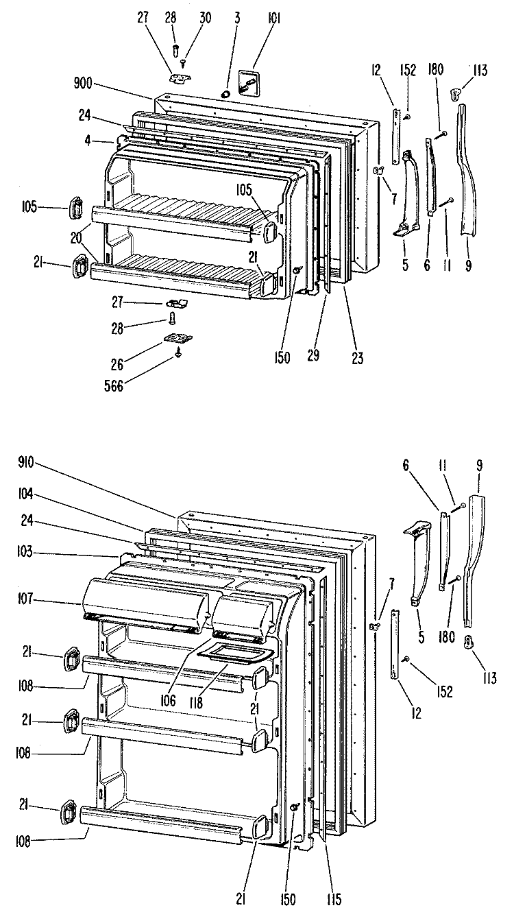 Section Diagram and Parts List for TBF16SJCL  General Electric Refrigerator