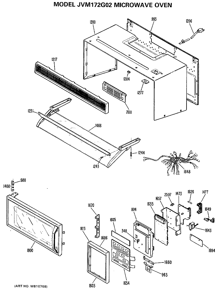 MICROWAVE OVEN Diagram and Parts List for JVM172G02  General Electric Microwave