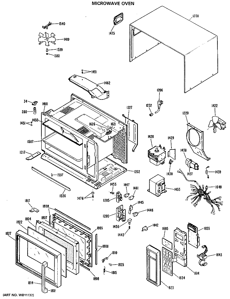 MICROWAVE OVEN Diagram and Parts List for JE1019H02  General Electric Microwave
