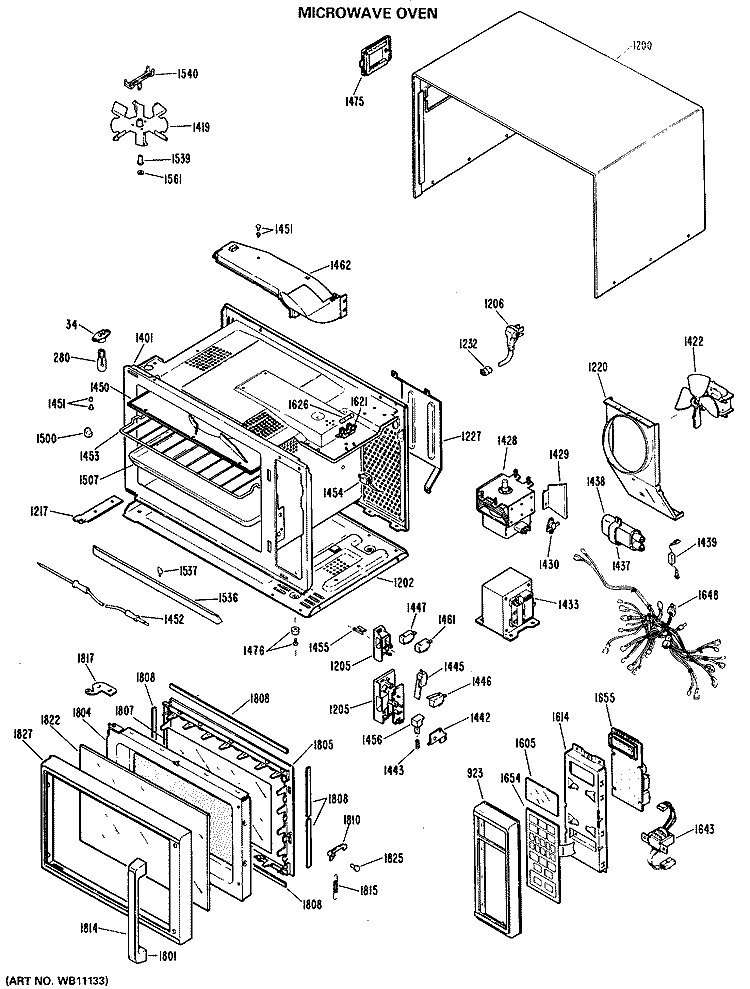 MICROWAVE OVEN Diagram and Parts List for JE1031H02  General Electric Microwave