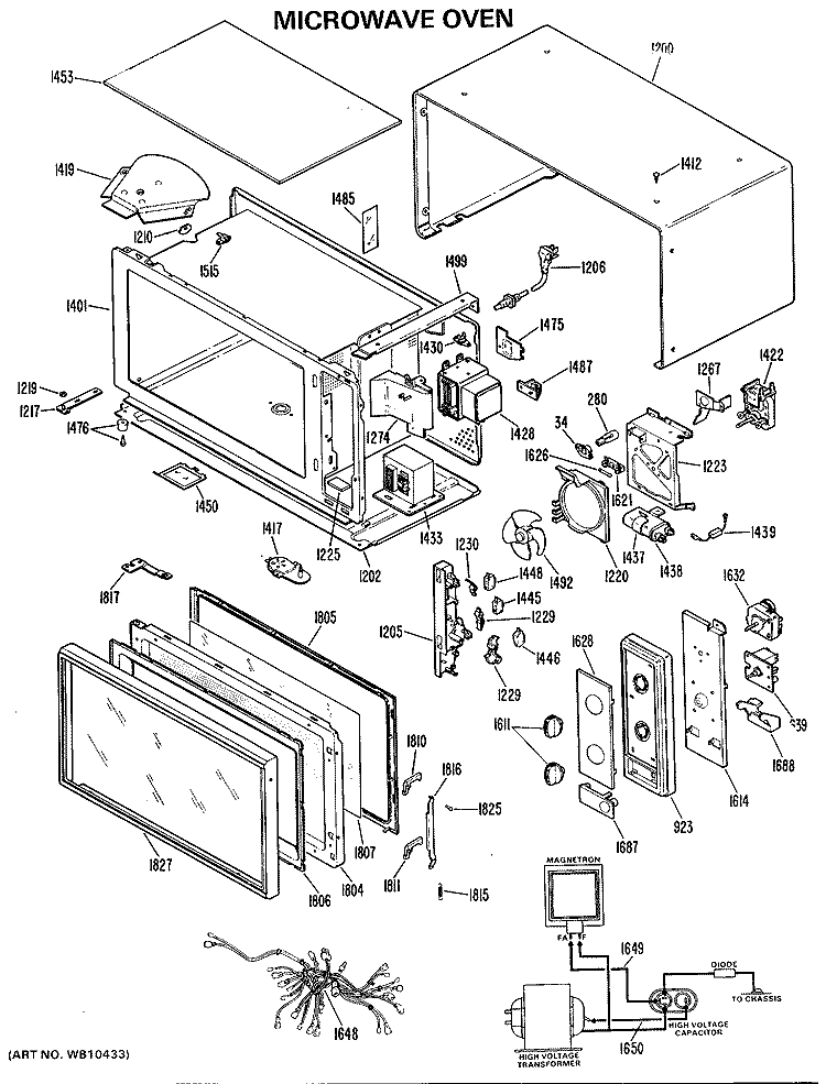 MICROWAVE OVEN Diagram and Parts List for JEM10F01  General Electric Microwave