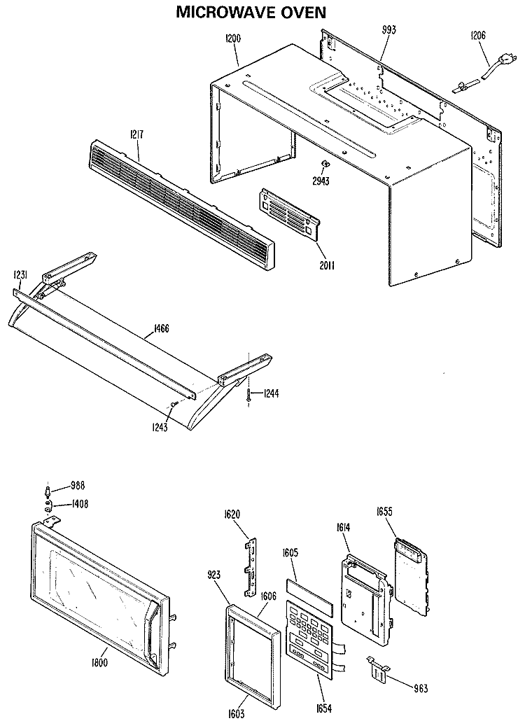 MICROWAVE OVEN Diagram and Parts List for JVM172G01  General Electric Microwave