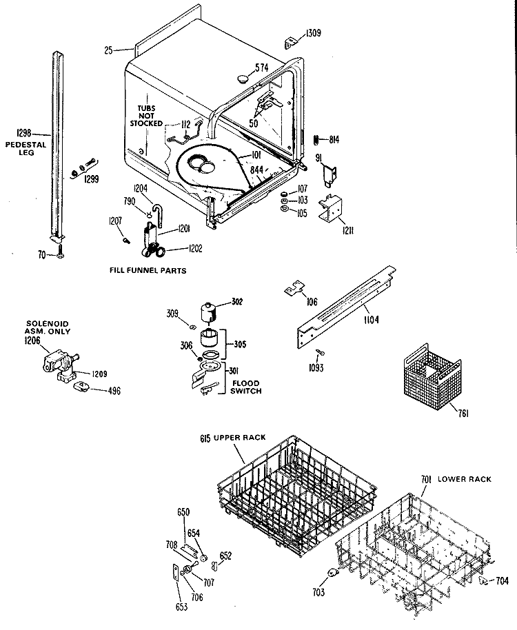 Section Diagram and Parts List for GSD400YK01BK  General Electric Dishwasher