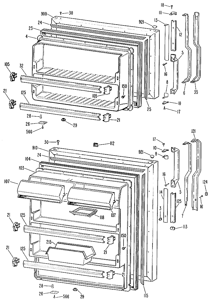 Section Diagram and Parts List for TBX21KKCR  General Electric Refrigerator