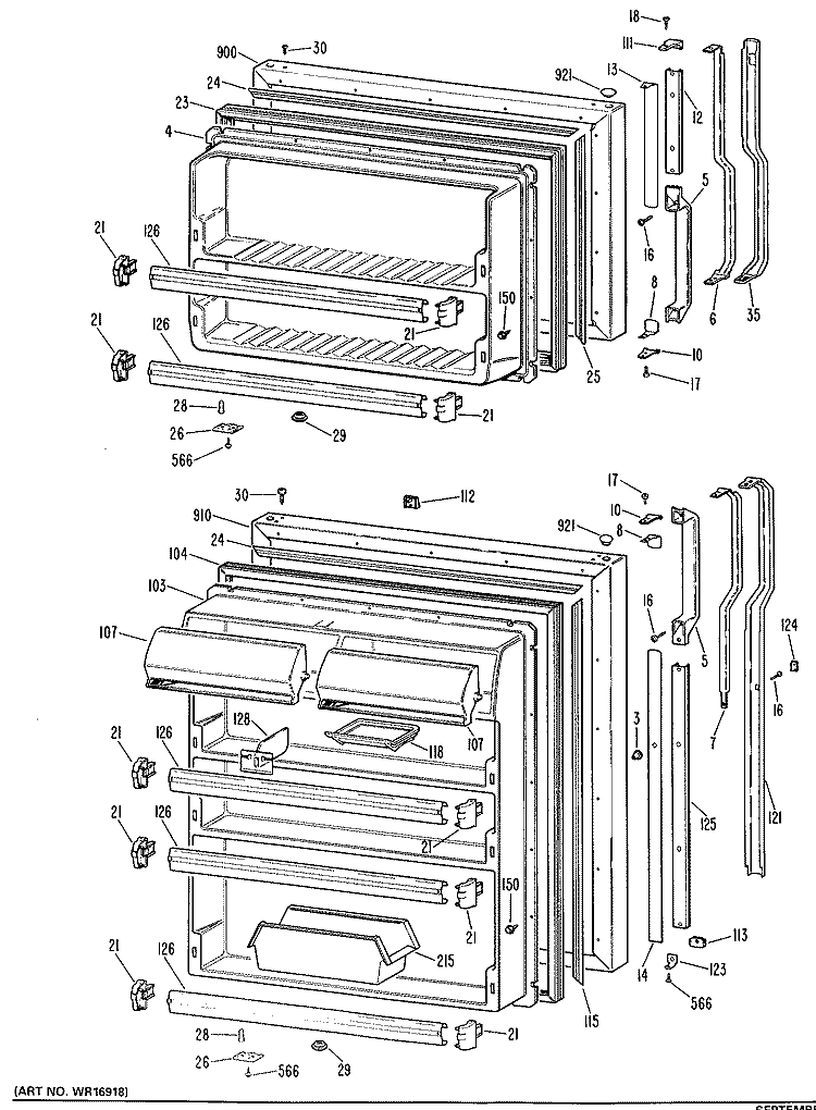 Section Diagram and Parts List for TBX21TKCR  General Electric Refrigerator