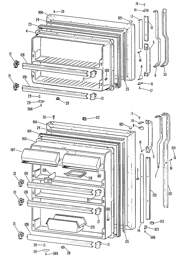 Section Diagram and Parts List for TBX21ZKCR  General Electric Refrigerator