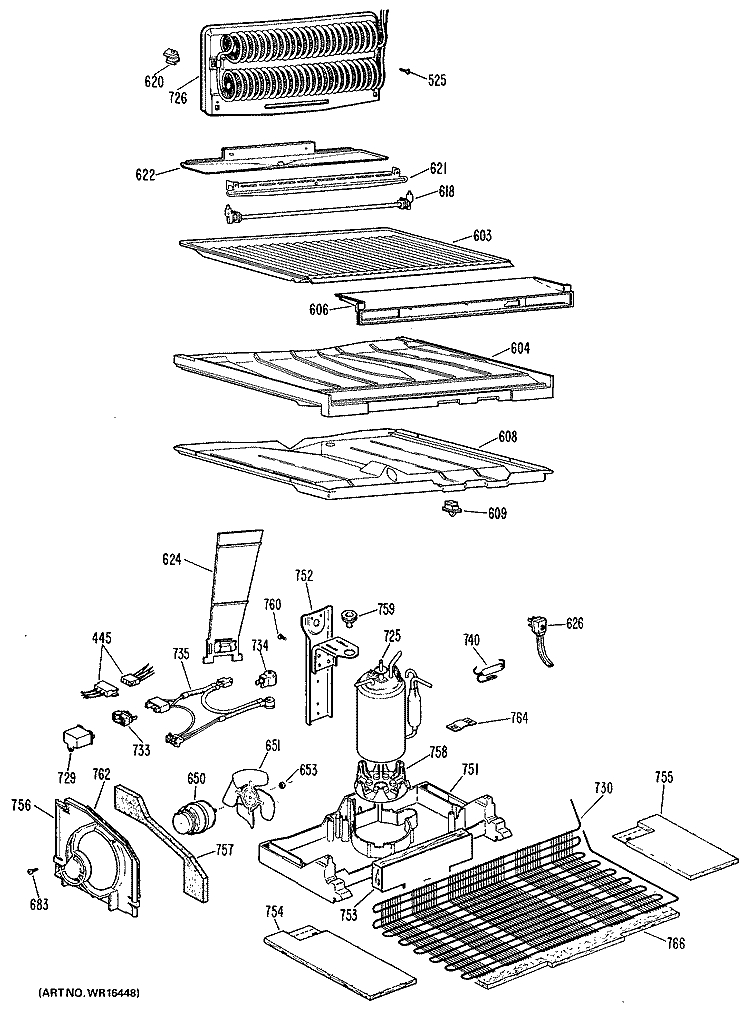 Section Diagram and Parts List for TBX25ZLBR  General Electric Refrigerator