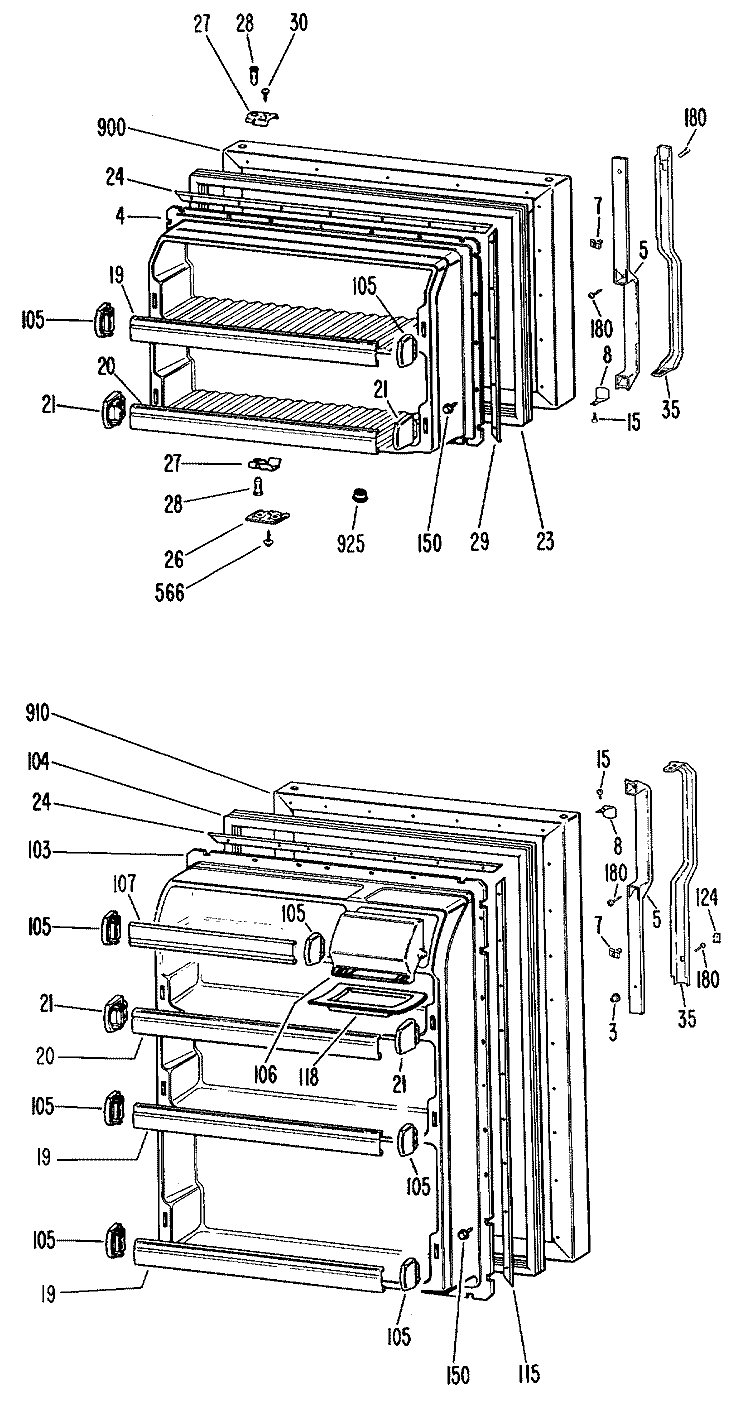Section Diagram and Parts List for TBF14SKBL  General Electric Refrigerator