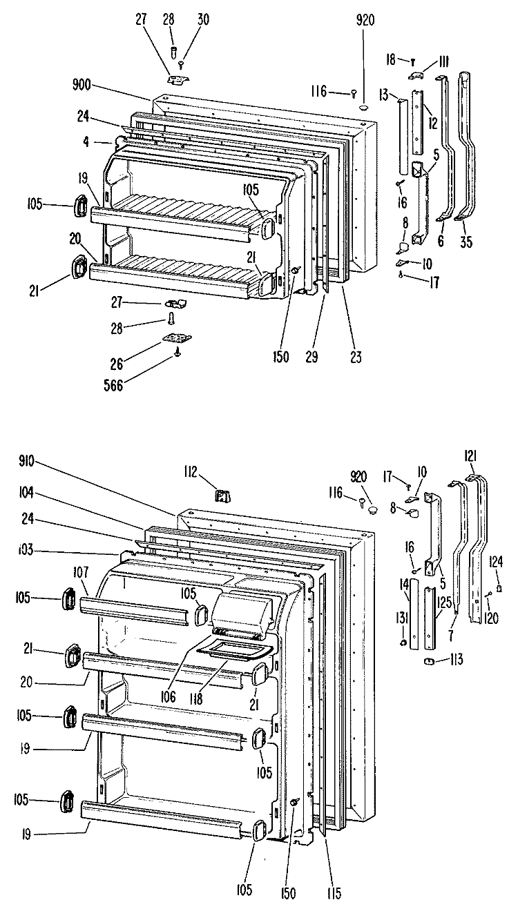 Section Diagram and Parts List for TBF14VKB  General Electric Refrigerator
