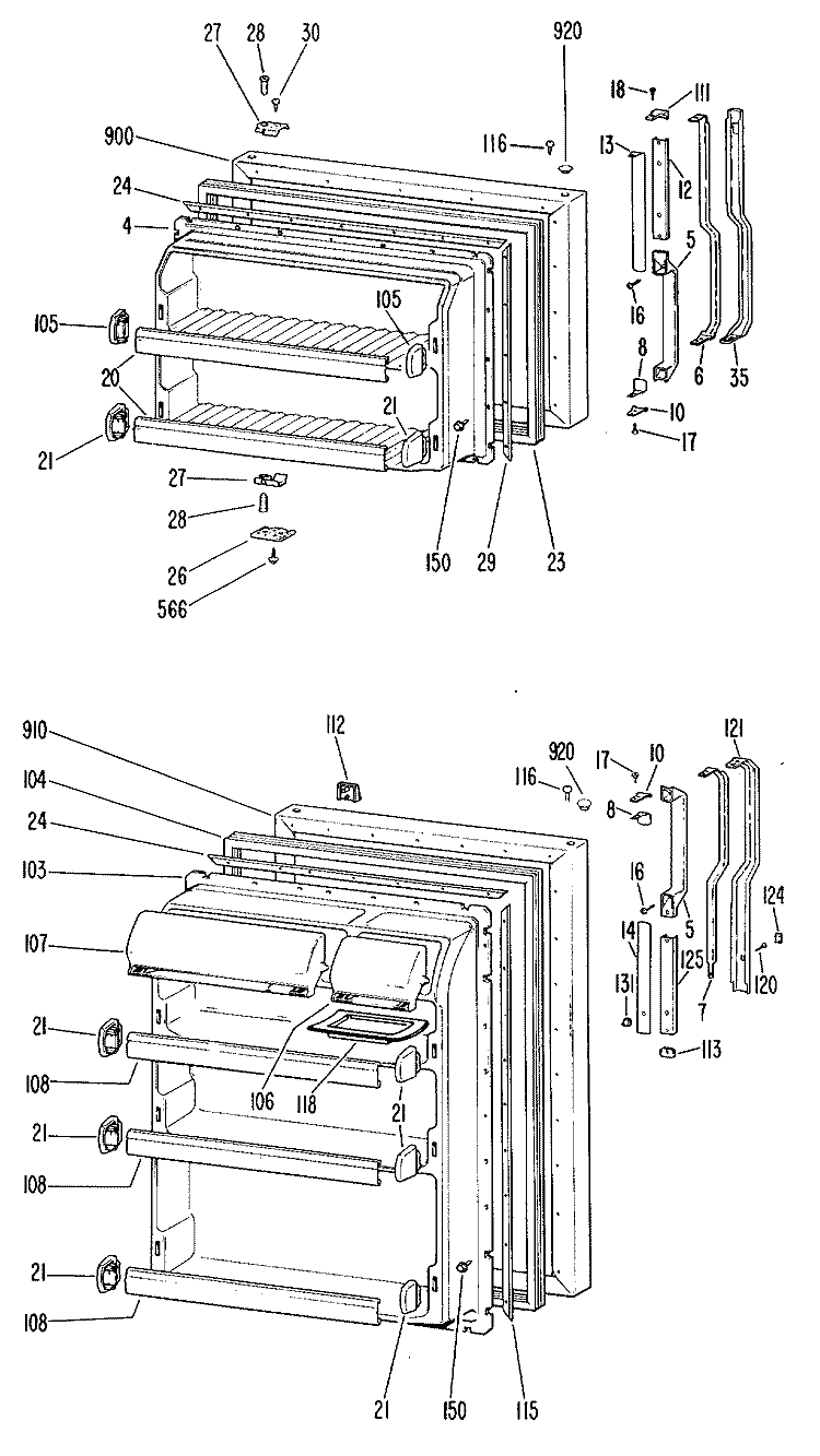 Section Diagram and Parts List for TBF16DKB  General Electric Refrigerator