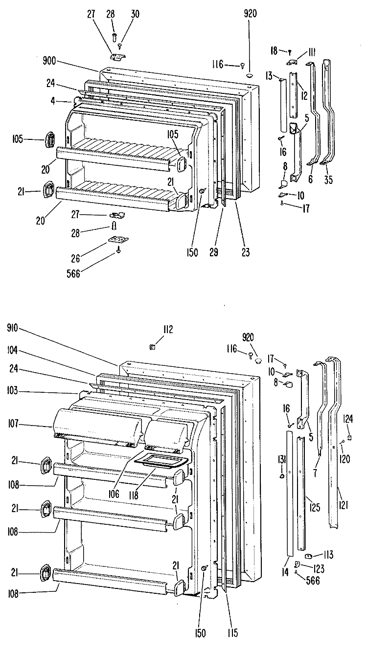 Section Diagram and Parts List for TBF16ZKB  General Electric Refrigerator
