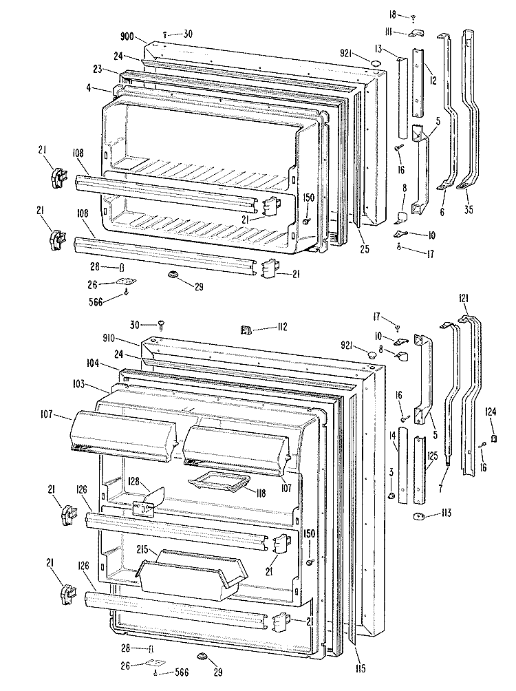 Section Diagram and Parts List for TBX18BKER  General Electric Refrigerator