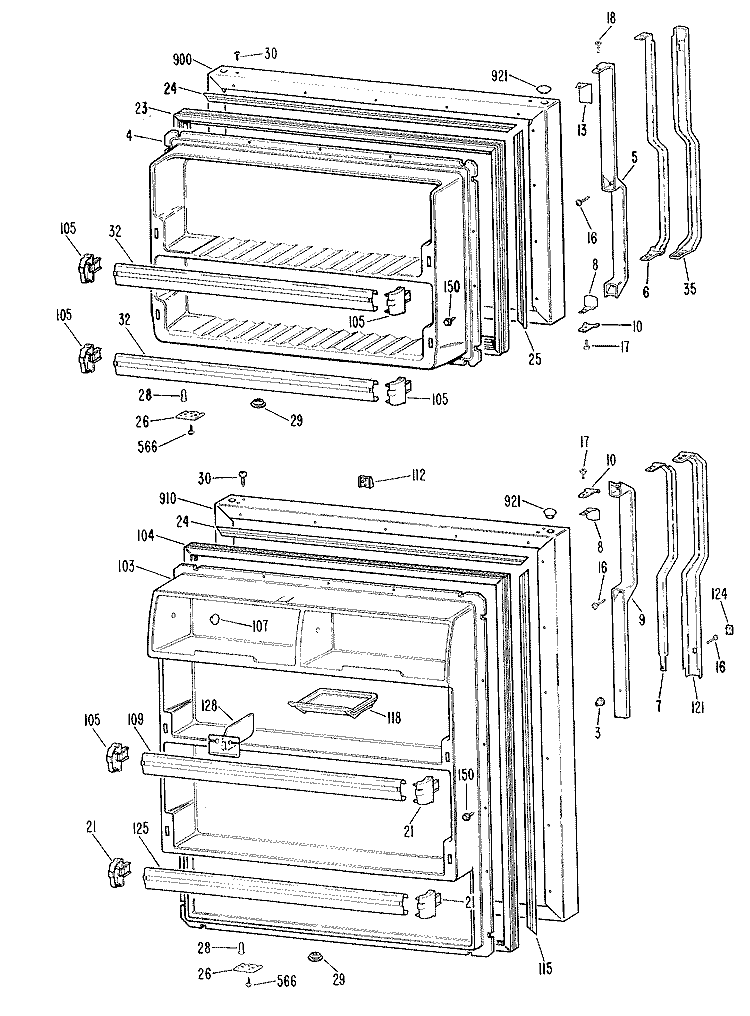 Section Diagram and Parts List for TBX18LKER  General Electric Refrigerator