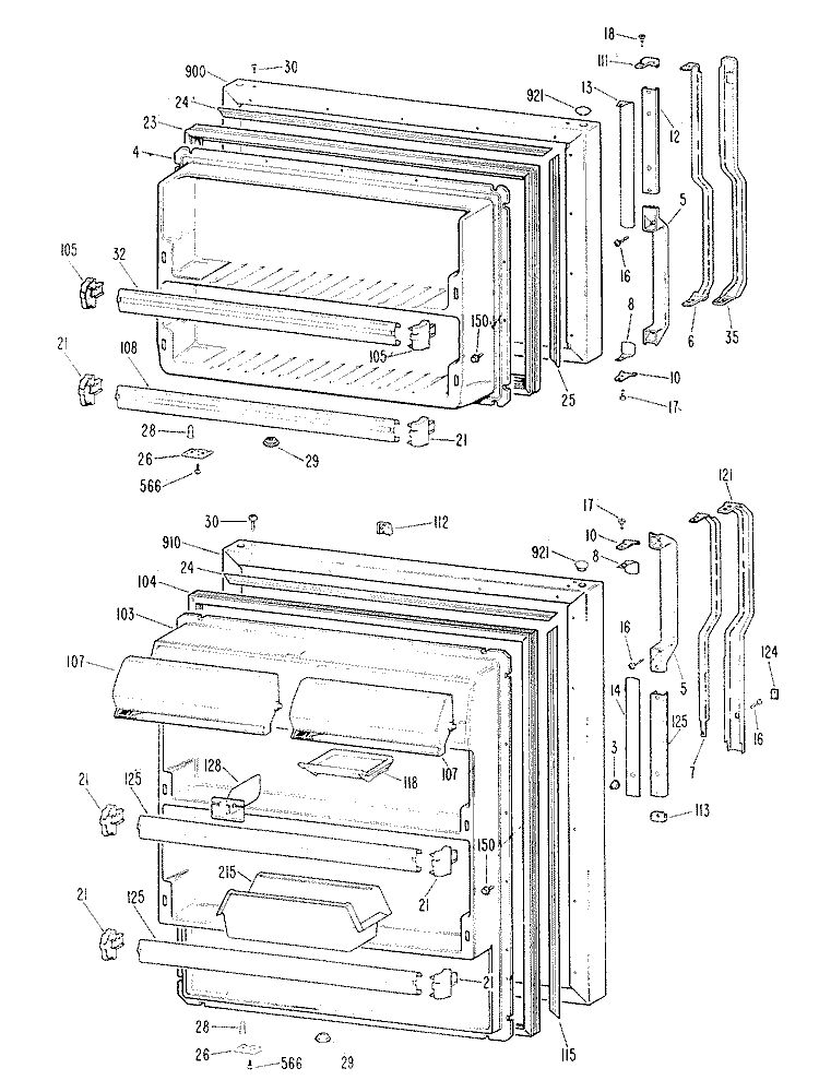 Section Diagram and Parts List for TBX18KKER  General Electric Refrigerator