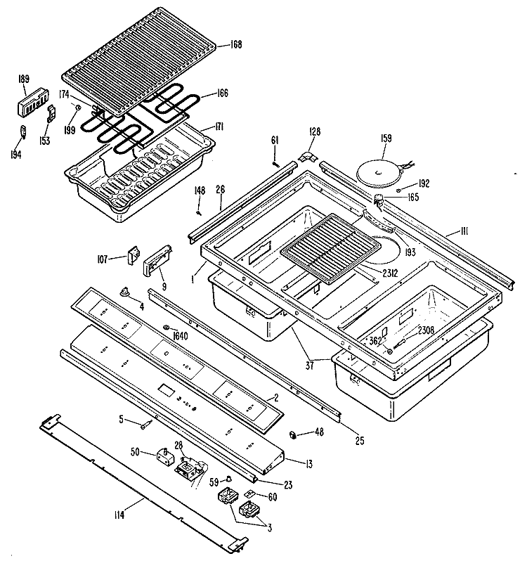 Section Diagram and Parts List for JP672B9K5  General Electric Cooktop
