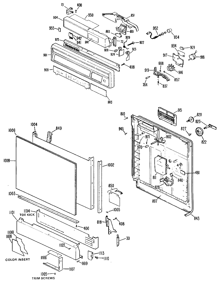 Section Diagram and Parts List for GSD3100B01  General Electric Dishwasher