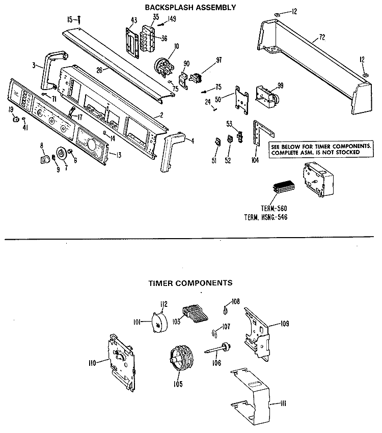 BACKSPLASH ASSEMBLY Diagram and Parts List for WWA8700LAL  General Electric Washer