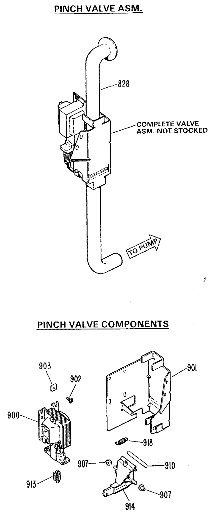 PINCH VALVE ASM. Diagram and Parts List for WWA8700LAL  General Electric Washer