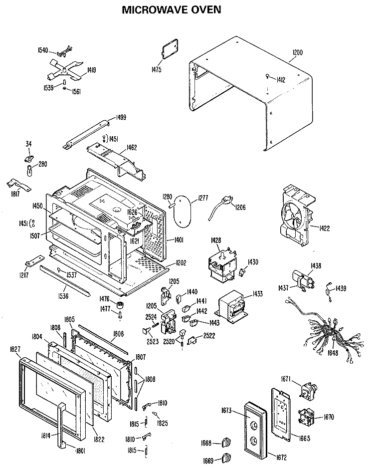 MICROWAVE OVEN Diagram and Parts List for JEM612H01  General Electric Microwave