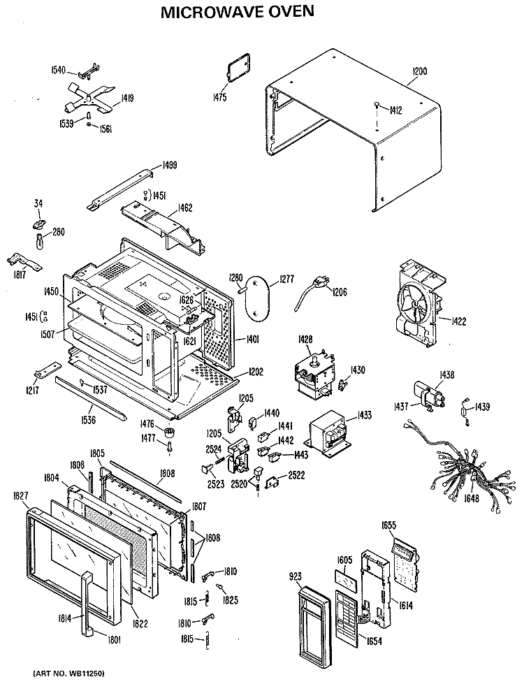MICROWAVE OVEN Diagram and Parts List for JEM616H01  General Electric Microwave