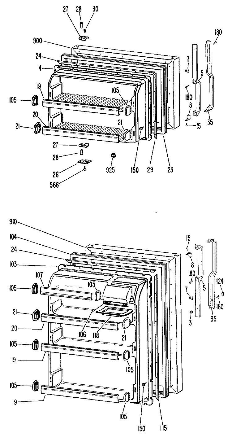Section Diagram and Parts List for TBFP14SKCR  General Electric Refrigerator