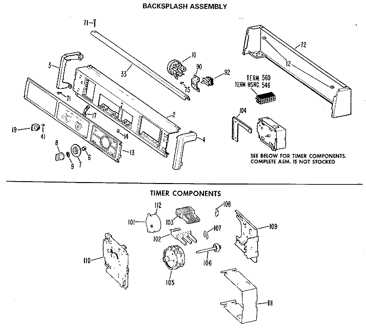 BACKSPASH ASSEMBLY Diagram and Parts List for WWA8307LAL  General Electric Washer