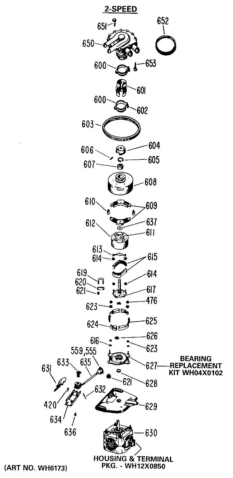 2 - SPEED Diagram and Parts List for WWA8307LAL  General Electric Washer